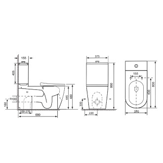 MEDIC RIMLESS WC kombi mísa s nádržkou, spodní/zadní odpad, bílá MC102