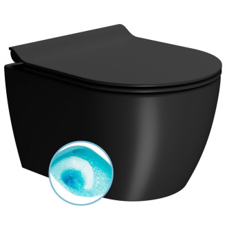 PURA závěsná WC mísa, Swirlflush, 35x46cm, černá dual-mat 880226