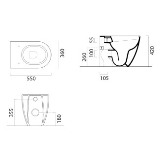 PURA WC mísa stojící, Swirlflush, 36x55cm, spodní/zadní odpad, creta dual-mat 880308