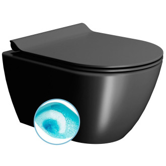 PURA závěsná WC mísa, Swirlflush, 36x50cm, černá dual-mat 881626