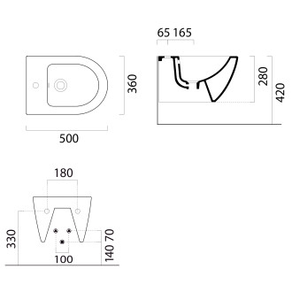 PURA bidet závěsný 36x50cm, cenere mat 8864117