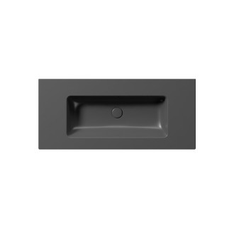 PURA keramické umyvadlo Slim 102x46cm, bez otvoru, černá mat 8886026