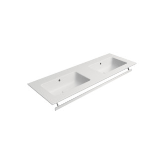 PURA keramické dvojumyvadlo Slim 122x46cm, bez otvoru, bílá mat 8888009