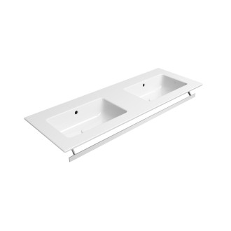 PURA keramické dvojumyvadlo Slim 122x46cm, bez otvoru, bílá ExtraGlaze 8888011