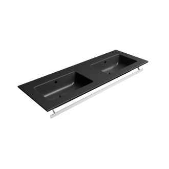 PURA keramické dvojumyvadlo Slim 122x46cm, bez otvoru, černá mat 8888026