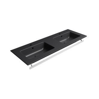PURA keramické dvojumyvadlo Slim 122x46cm, černá mat 8888126