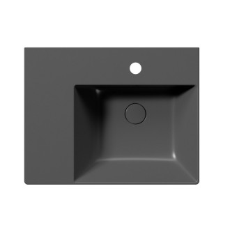KUBE X keramické umyvadlo 60x47cm, s odkládací plochou vlevo, černá mat 9439126