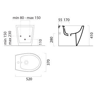MODO bidet stojící 37x52cm, černá mat 9862126