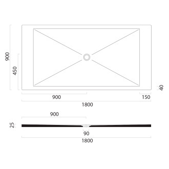 Keramická sprchová vanička, obdélník 180x90cm, bílá mat 46180909