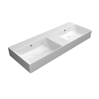 KUBE X keramické dvojumyvadlo 120x47cm, broušená spodní hrana, bez otvoru, bílá 94259011