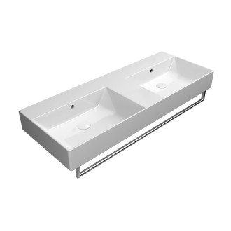 KUBE X keramické dvojumyvadlo 120x47cm, broušená spodní hrana, bez otvoru, bílá 94259011