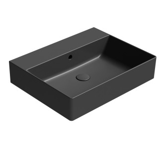 KUBE X keramické umyvadlo 60x47cm, broušená spodní hrana, bez otvoru, černá mat 94319026