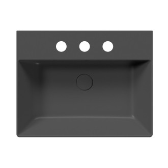 KUBE X keramické umyvadlo 60x47cm, broušená spodní hrana, 3 otvory, černá mat 94319326