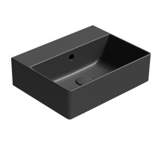 KUBE X keramické umyvadlo 45x35cm, broušená spodní hrana, bez otvoru, černá mat 94859026