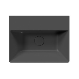 KUBE X keramické umyvadlo 45x35cm, broušená spodní hrana, bez otvoru, černá mat 94859026