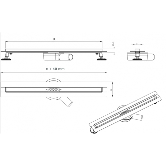 FLAT 360 Black Slim nerezový sprchový žlab 800mm 1741080