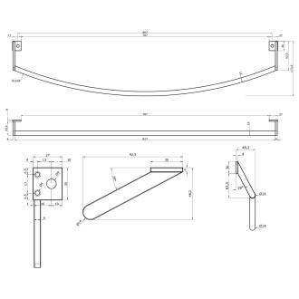 PURA čelní držák ručníků 102cm, chrom PAPR102
