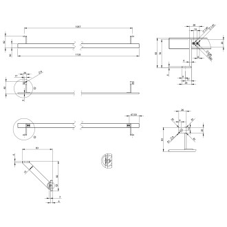 PURA čelní držák ručníků 122cm, chrom PAPRD122