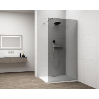 ESCA CHROME jednodílná sprchová zástěna ke stěně, kouřové sklo, 1400 mm ES1214-01