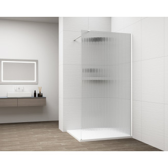 ESCA WHITE MATT jednodílná sprchová zástěna ke stěně, sklo Flute, 900 mm ES1390-03