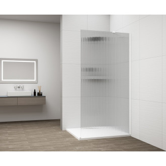 ESCA WHITE MATT jednodílná sprchová zástěna ke stěně, sklo Flute, 900 mm ES1390-03