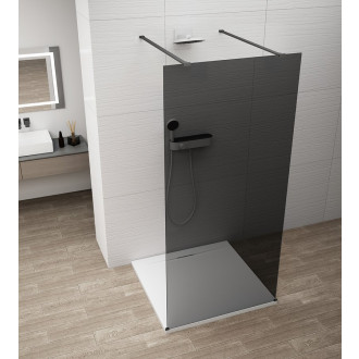ESCA BLACK MATT jednodílná sprchová zástěna do prostoru, kouřové sklo, 1400 mm ES1214-06