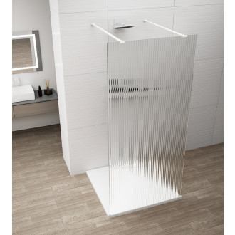 ESCA WHITE MATT jednodílná sprchová zástěna do prostoru, sklo Flute, 1400 mm ES1314-07