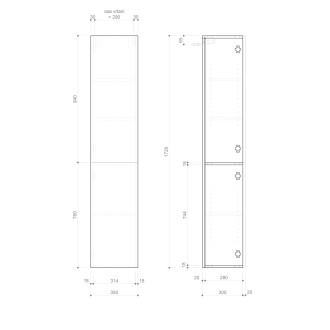 ESPACE skříňka 35x172x32cm, 2x dvířka, levá/pravá, siena strip ESC230-4242S