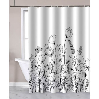 Sprchový závěs 180x180cm, polyester, vlčí mák ZP017