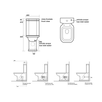 WALDORF WC kombi, spodní/zadní odpad, černá-chrom WCSET25-WALDORF