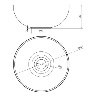 MINOR betonové umývátko na desku, ? 26cm, šedá MR26017