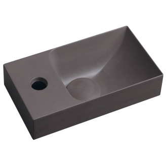 PICCOLINO betonové umývátko 30,8x17cm, baterie vlevo, tmavě hnědá PK30015