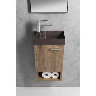 PICCOLINO betonové umývátko 30,8x17cm, baterie vlevo, tmavě hnědá PK30015
