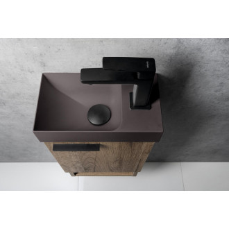 PICCOLINO betonové umývátko 30,8x17cm, baterie vpravo, tmavě hnědá PK30515