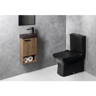 PICCOLINO betonové umývátko 30,8x17cm, baterie vpravo, tmavě hnědá PK30515