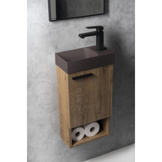 PICCOLINO betonové umývátko 30,8x17cm, baterie vpravo, tmavě hnědá PK30515