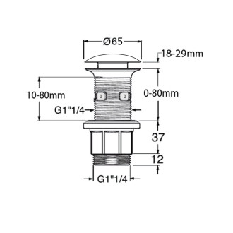 Umyvadlová výpust 5/4“, click-clack, betonová zátka, 10-80mm, měď FG920