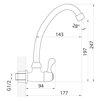Nástěnný kulový ventil 1/2", otočná hubice, chrom ZY1813