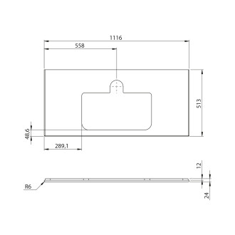 BRAHEA deska rockstone s otvorem 111,6x51,5cm, bílá mat BT112-0101
