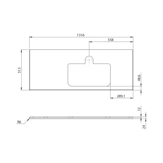 BRAHEA deska rockstone s otvorem 131,6x51,5cm, pravá, bílá mat BT132-0101-R
