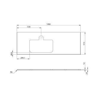 BRAHEA deska rockstone s otvorem 146,6x51,5cm, levá, bílá mat BT147-0101-L