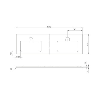 BRAHEA deska rockstone se 2 otvory 171,6x51,5cm, bílá mat BT172-0101