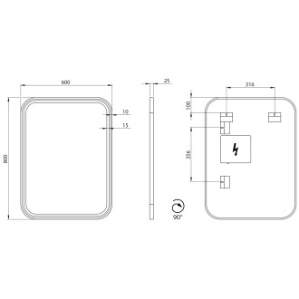 CETIS zrcadlo s LED osvětlením 60x80cm, černá mat CT080