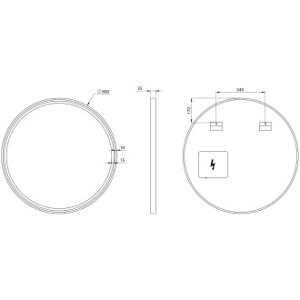 KADRIS kulaté zrcadlo s LED osvětlením ? 80cm, černá mat KD080