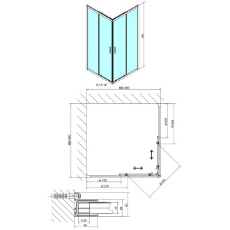 EASY BLACK čtvercová sprchová zástěna 900x900mm, čiré sklo