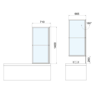 KAGERA vanová zástěna s pneumatickým zdvihem, š. 710mm, bílá mat, čiré sklo 30336W