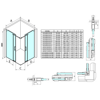DRAGON BLACK sprchové posuvné dveře rohový vstup 1000 mm, čiré sklo GD4210B 55539