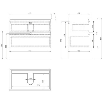 ALTAIR skříňka s deskou 87,5 cm, bílá/antracit břidlice AI290-03