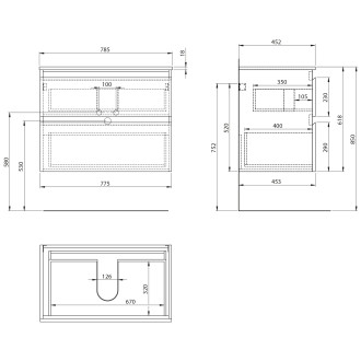ALTAIR skříňka s deskou 78,5 cm, černá mat/dub emporio AI680-01