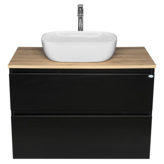 ALTAIR skříňka s deskou 87,5 cm, černá mat/dub emporio AI690-01